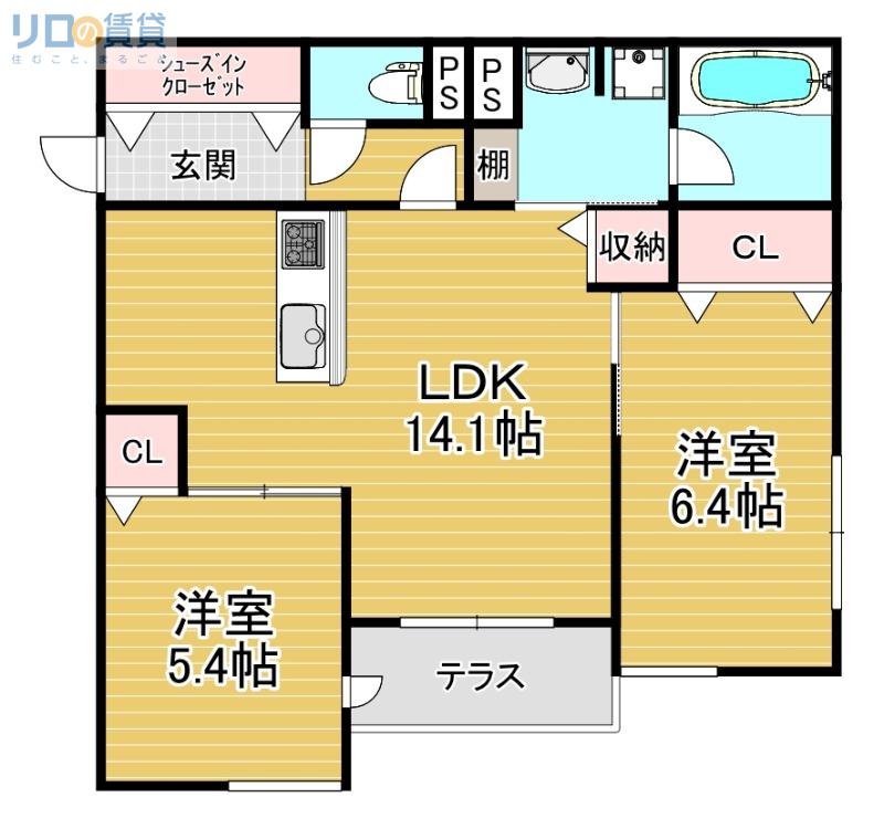 クラシスト瑞光(2LDK/1階)の間取り写真