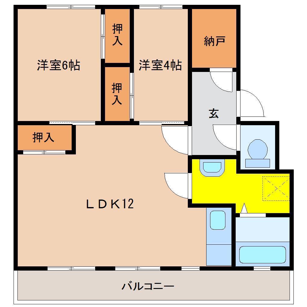 サルヴァトーレ柳丸(2LDK/4階)の間取り写真