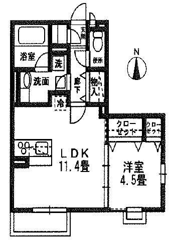 ル・パルファン(1LDK/2階)の間取り写真