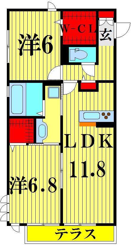 キャンベル(2LDK/3階)の間取り写真
