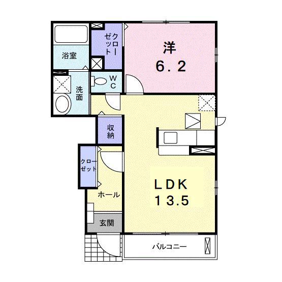 アンダンテC(1LDK/1階)の間取り写真