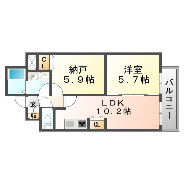 パークフラッツ尼崎(1SLDK/10階)の間取り写真