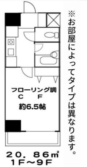 ラフィーネ本郷(1K/6階)の間取り写真