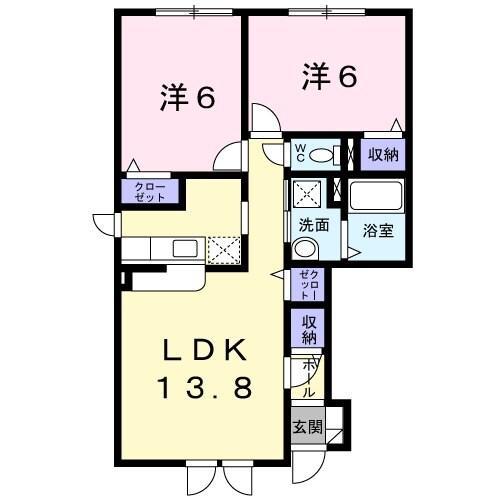メゾンジュネス(2LDK/1階)の間取り写真