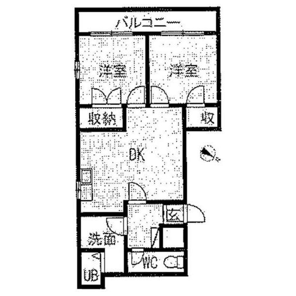 APERTMENTGRUSNAKAMACHI(2DK/2階)の間取り写真