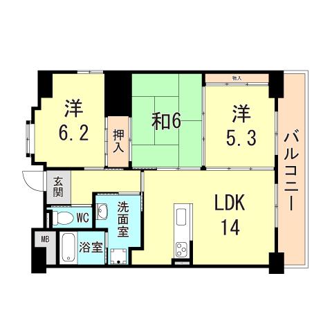 第63号棟(3LDK/2階)の間取り写真