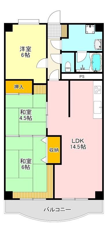 狭山レークハイツ2号棟(3LDK/10階)の間取り写真