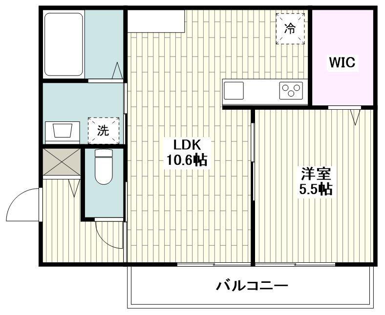 メゾン ラ・コート(1LDK/2階)の間取り写真