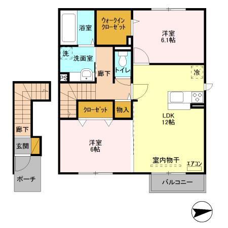 ポルト・ボヌール(2LDK/2階)の間取り写真
