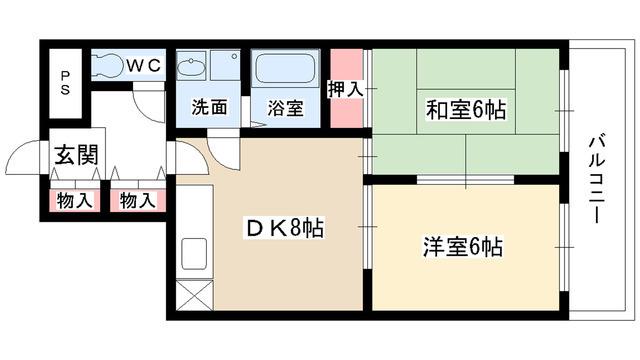 エスポワール長久手(2LDK/4階)の間取り写真