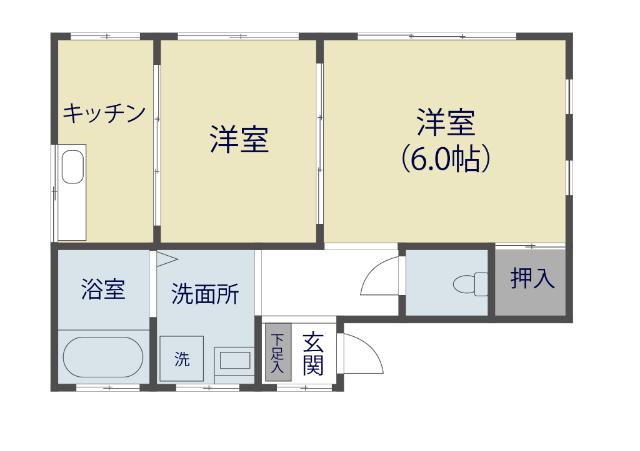塚田ハイツ(2K/2階)の間取り写真