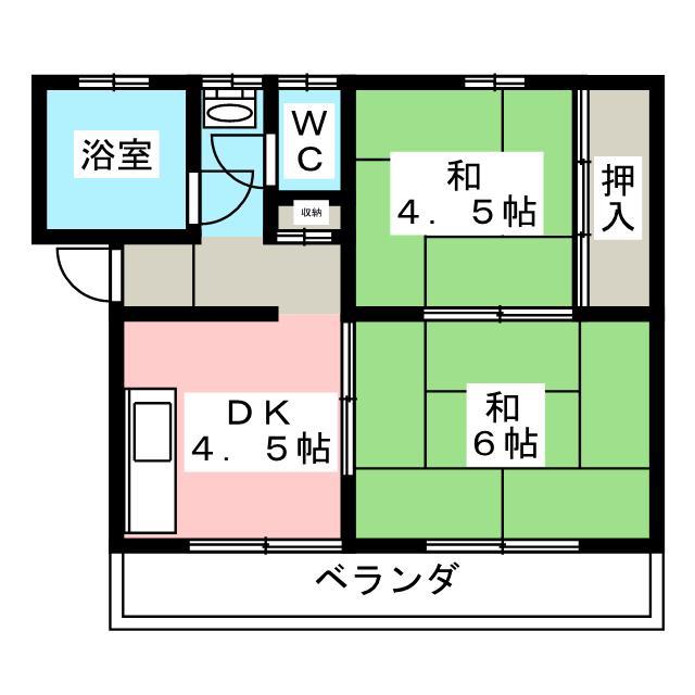 コーポ日置(2DK/2階)の間取り写真