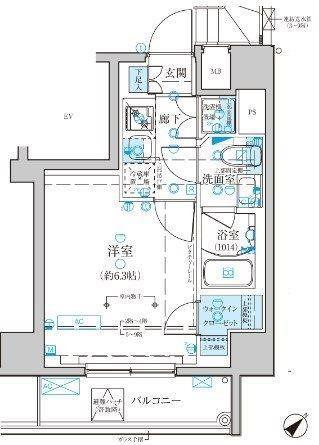 ベルシード横濱新町(1K/6階)の間取り写真