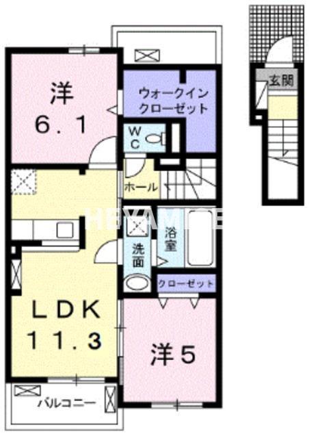 カルムフラン(2LDK/2階)の間取り写真