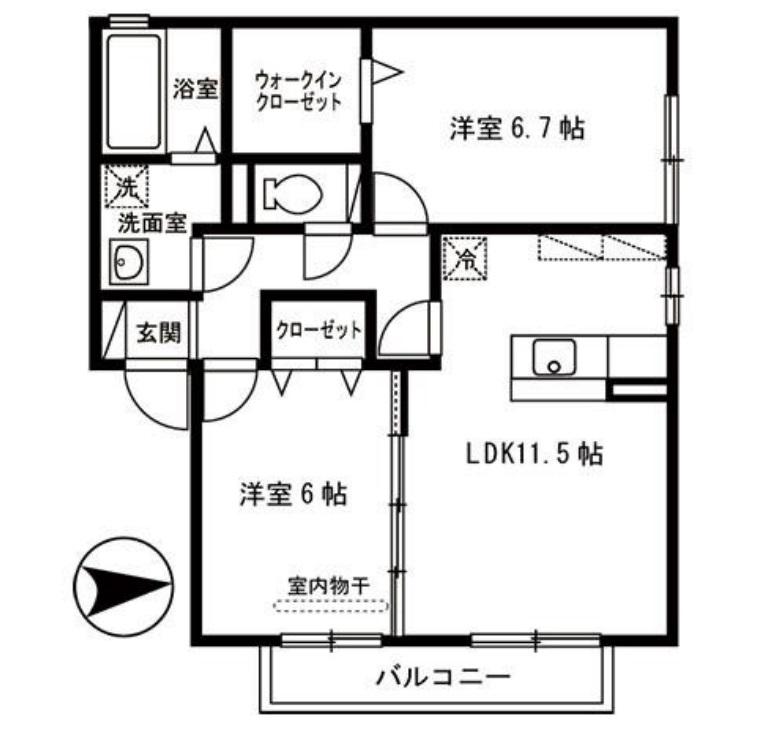 フローレンス(2LDK/1階)の間取り写真