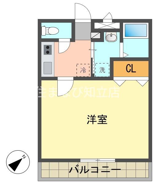 アンプルール リーブル 悠I(1K/2階)の間取り写真
