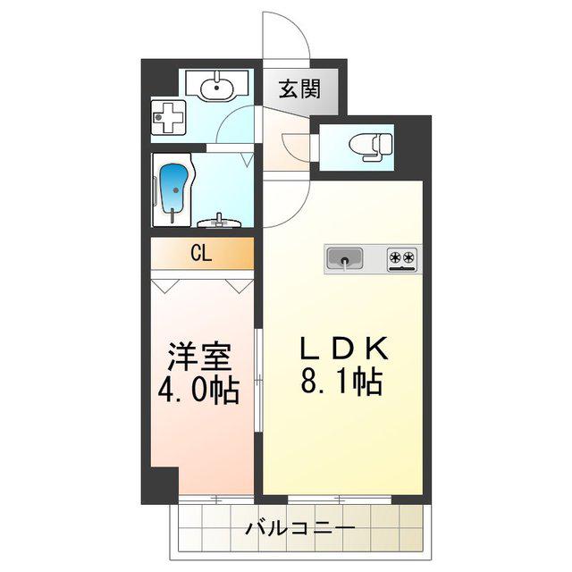 アクセル・カクエイ(1LDK/8階)の間取り写真