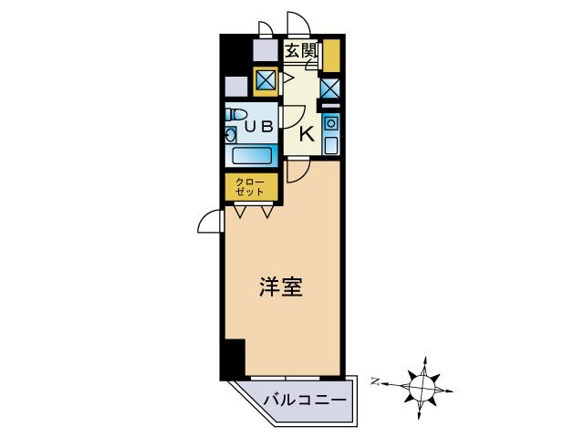 グランピア鍋島(1K/4階)の間取り写真