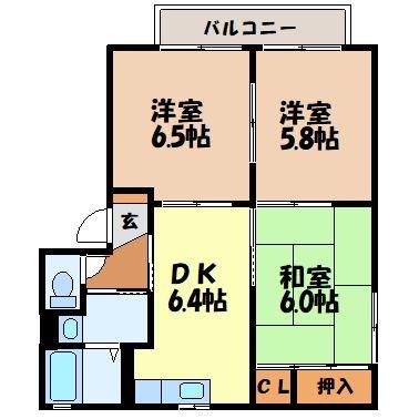 ソルジェンテB(3DK/1階)の間取り写真
