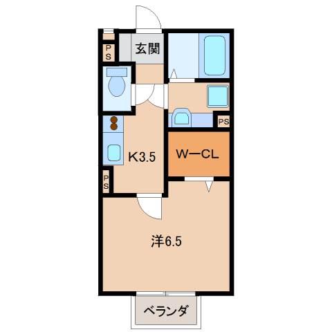 ピノコラ(1K/2階)の間取り写真