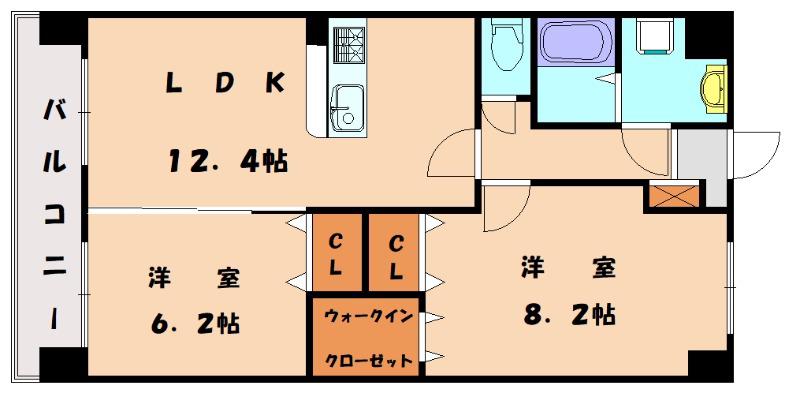 アグリガーデン福間駅前(2LDK/5階)の間取り写真