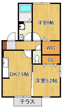 フラッターA(2DK/1階)の間取り写真