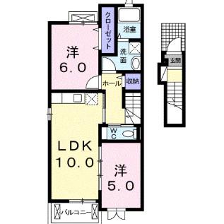 ステラハウス(2LDK/2階)の間取り写真