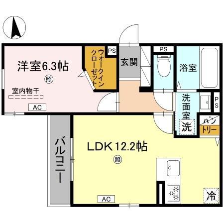 アザレア深江橋(1LDK/1階)の間取り写真