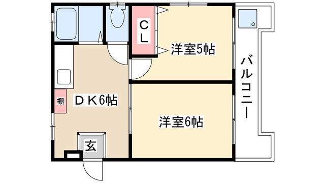 安藤ハイツ(2DK/2階)の間取り写真