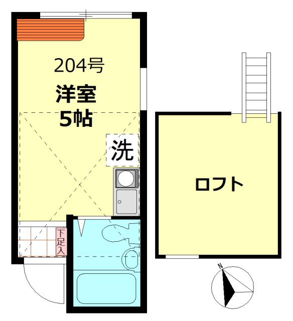 サンハイツ平井(ワンルーム/2階)の間取り写真