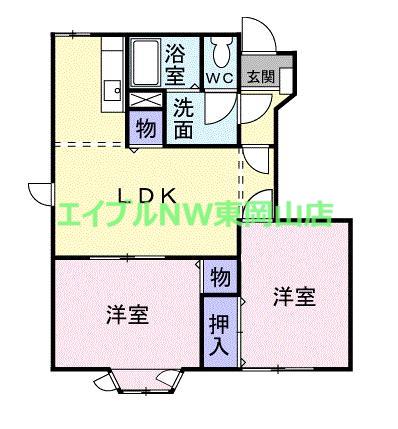 カーサA(2LDK/1階)の間取り写真