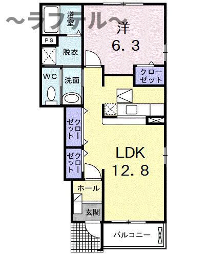 ベーシック スクエアN(1LDK/1階)の間取り写真