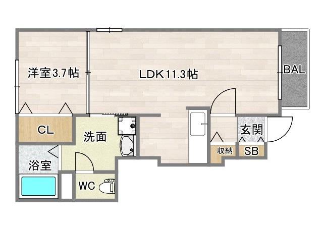 サニークレール(1LDK/1階)の間取り写真