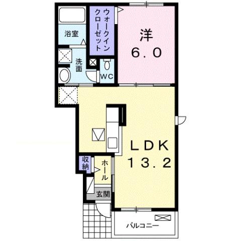 ブルー アイランド川津I(1LDK/1階)の間取り写真