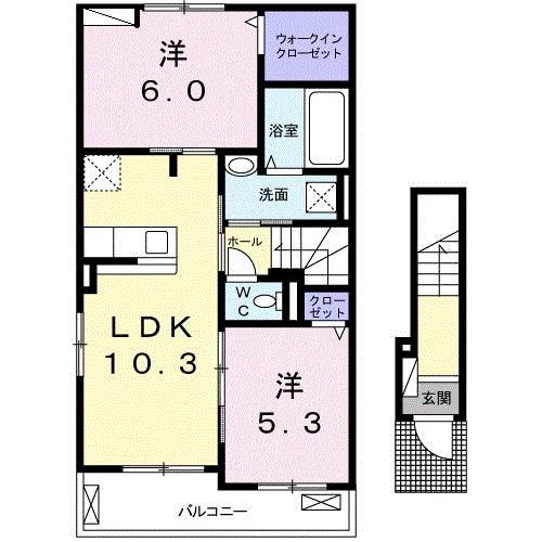 グランコートVI(2LDK/2階)の間取り写真