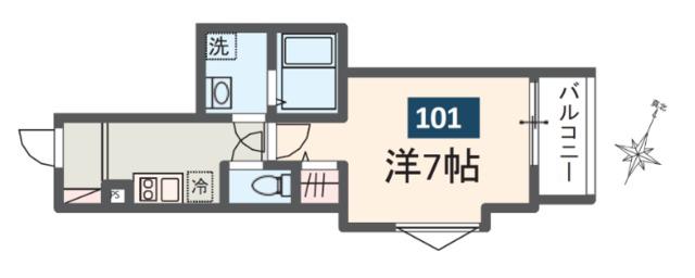 MELDIA長沼II(1K/1階)の間取り写真