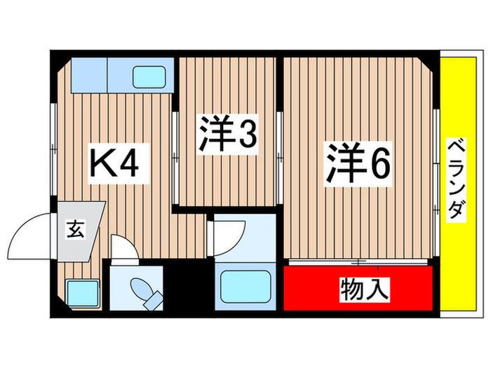 コーポやまざき(2K/2階)の間取り写真