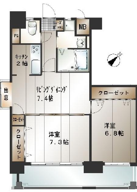 サヴォイ グランデヴィル(2LDK/14階)の間取り写真