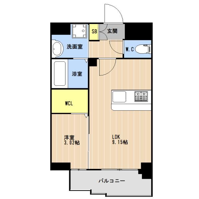 LIBTH西新III(1LDK/11階)の間取り写真