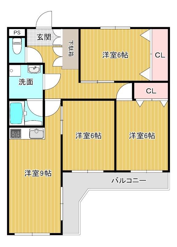 エマーレ南大泉SUD(3DK/3階)の間取り写真