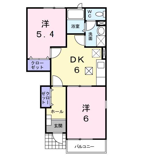 白蔵IIB(2DK/1階)の間取り写真