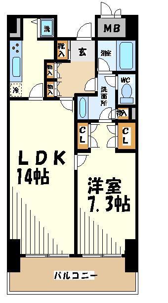 パーク・ノヴァ調布(1LDK/5階)の間取り写真
