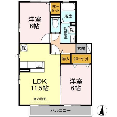 レジデンス-M(2LDK/2階)の間取り写真