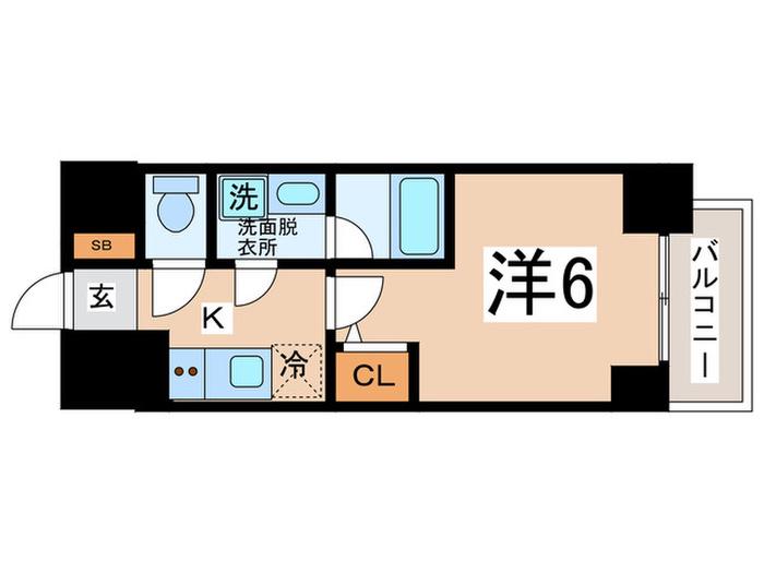 リヴェント難波ウエスト(1K/4階)の間取り写真