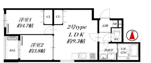 D PORTA SCALAR Ⅰ(2LDK/3階)の間取り写真