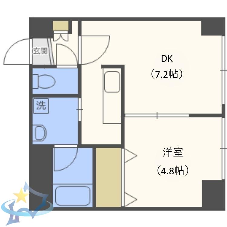 グレイスコート円山北(1DK/2階)の間取り写真