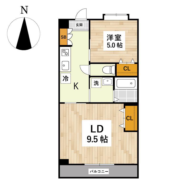 ルネックス・アン・小山(1LDK/4階)の間取り写真