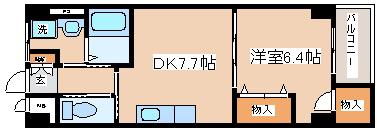 夢野アパートメント(1DK/4階)の間取り写真