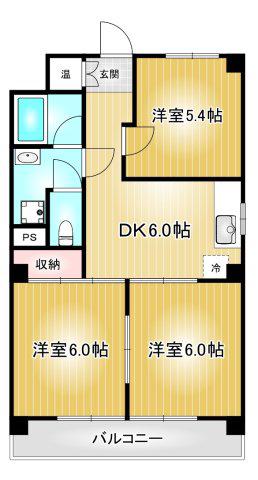 第42プロスパー(3DK/4階)の間取り写真