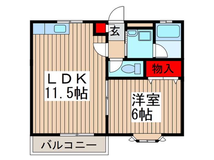 ハイツ若宮(1LDK/1階)の間取り写真